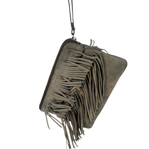 Patricia Nash Handbags - Patricia Nash Italian Leather Suede Fringe Wristlet Gray Western Cowboy Boho